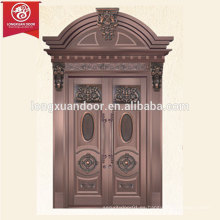 Arched Top Design Puerta de la puerta principal de doble hoja, puerta de bronce comercial o residencial